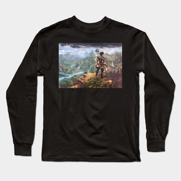 Wild Mage: Water and Stone (Legacy of the Blade) Full Wrap Long Sleeve T-Shirt by Joseph J Bailey Author Designs